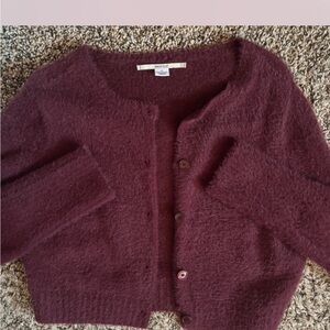 Kimchi Blue Purple Cardigan Soft Fuzzy Texture Long Sleeves